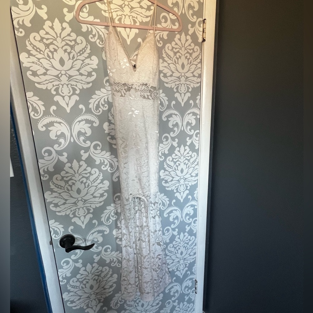 White, Lace midi dress